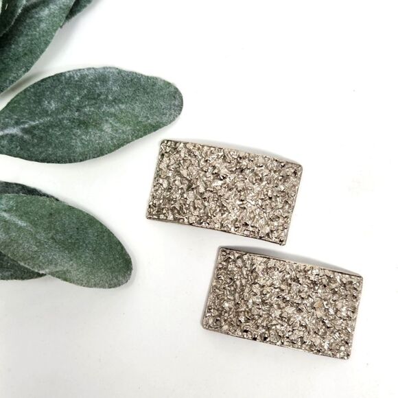 MUSI Silver Rectangle Shoe Clips - Picture 1 of 6